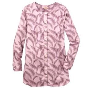 🎄 Duluth Trading Feather Print Wrinklefighter Button-front Tunic Women's S